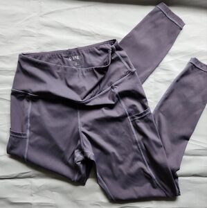 OUGES High Waist Leggings Women's Medium‎ Purple Side Pockets Workout